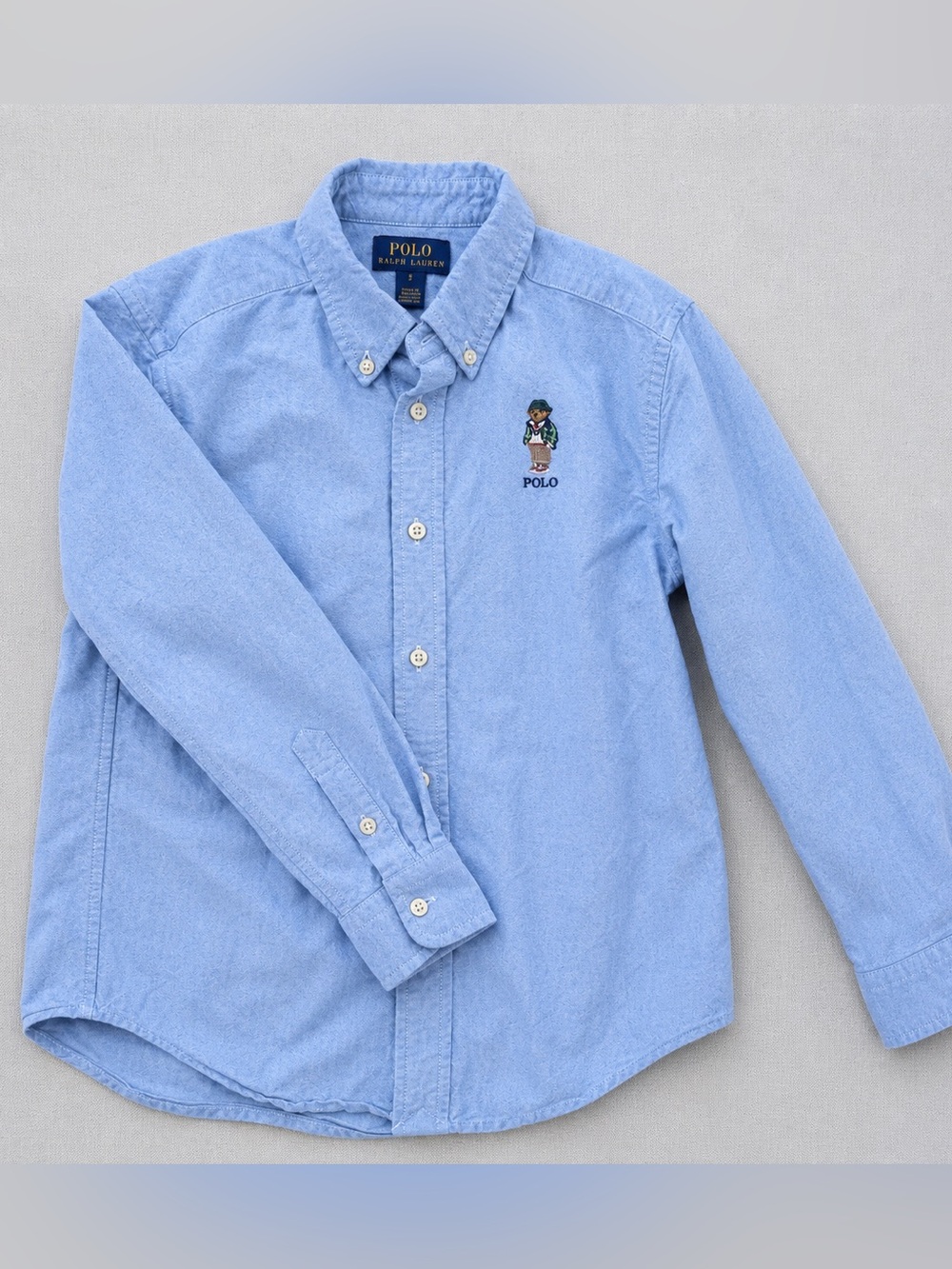 Polo Ralph Lauren Boys Polo Bear Oxford Button Down Shirt Size 7